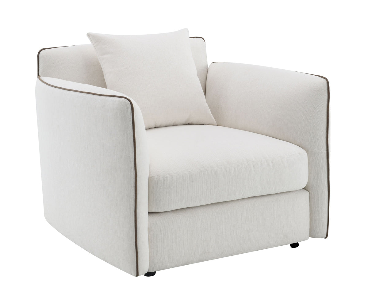 Yolanda Beige Chenille Chair w/Pillow