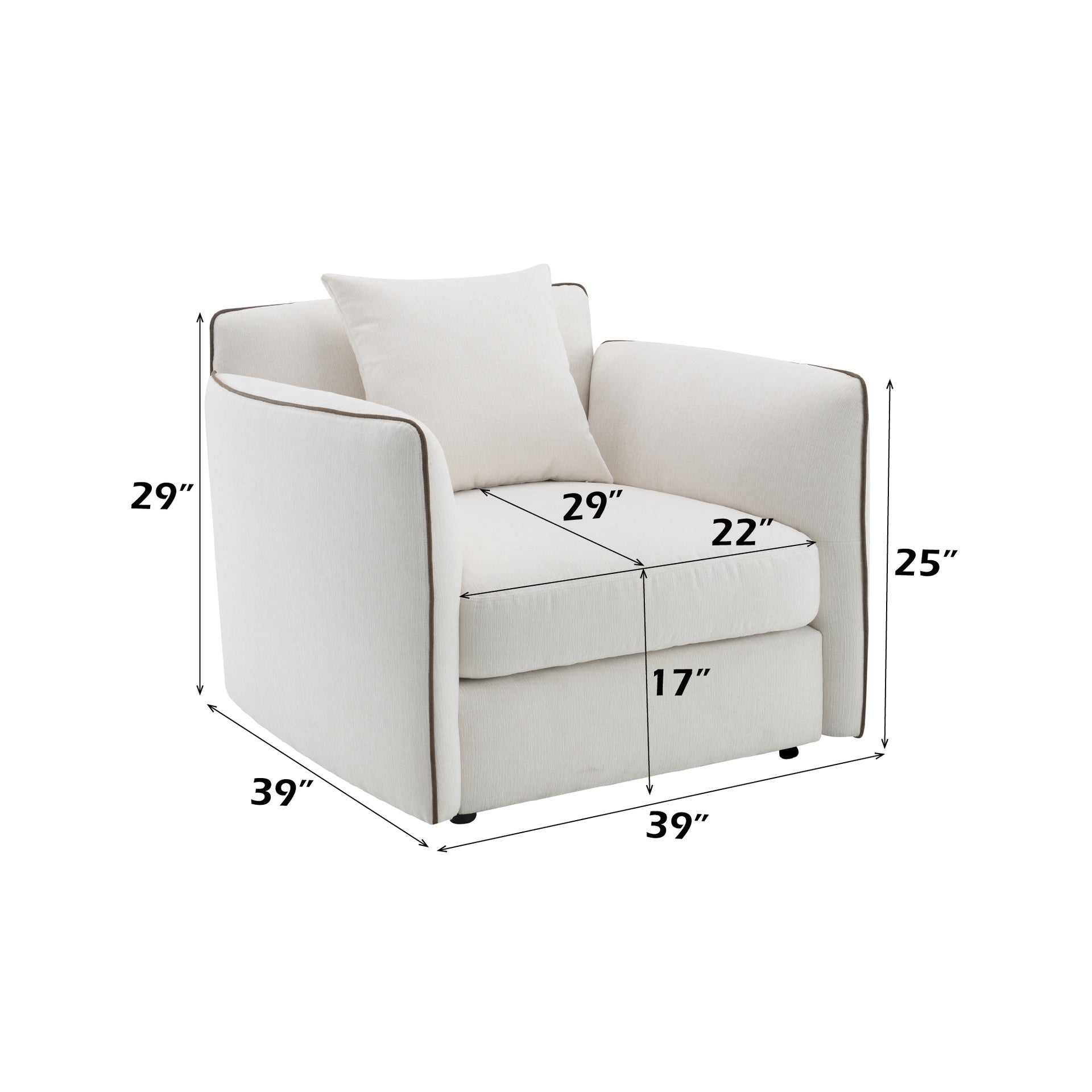 Yolanda Beige Chenille Chair w/Pillow