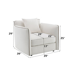 Yolanda Beige Chenille Chair w/Pillow