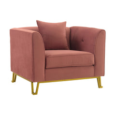 Wynnora Blush Fabric Upholstered Sofa Accent Chair with Brushed Gold Legs
