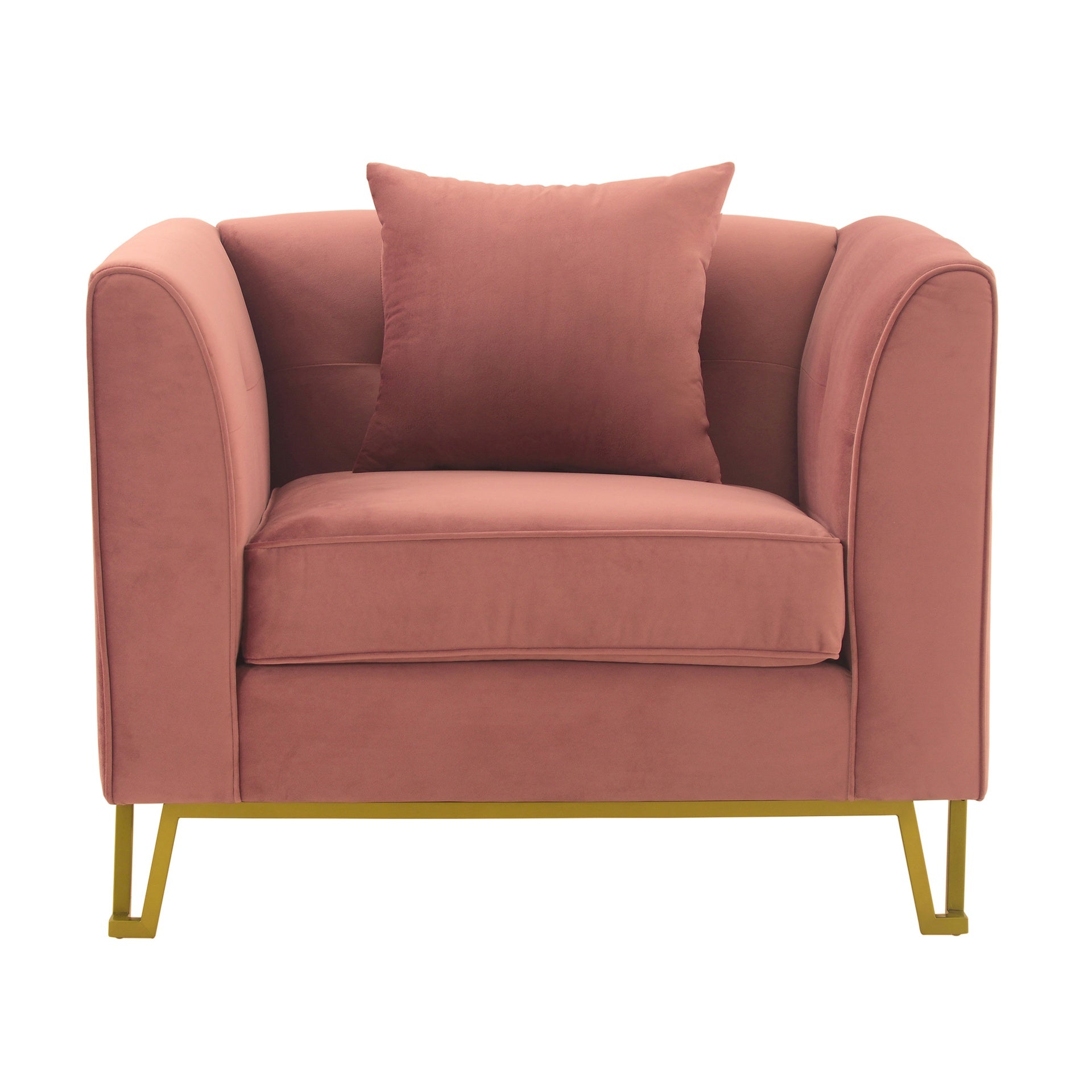 Wynnora Blush Fabric Upholstered Sofa Accent Chair with Brushed Gold Legs