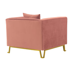 Wynnora Blush Fabric Upholstered Sofa Accent Chair with Brushed Gold Legs
