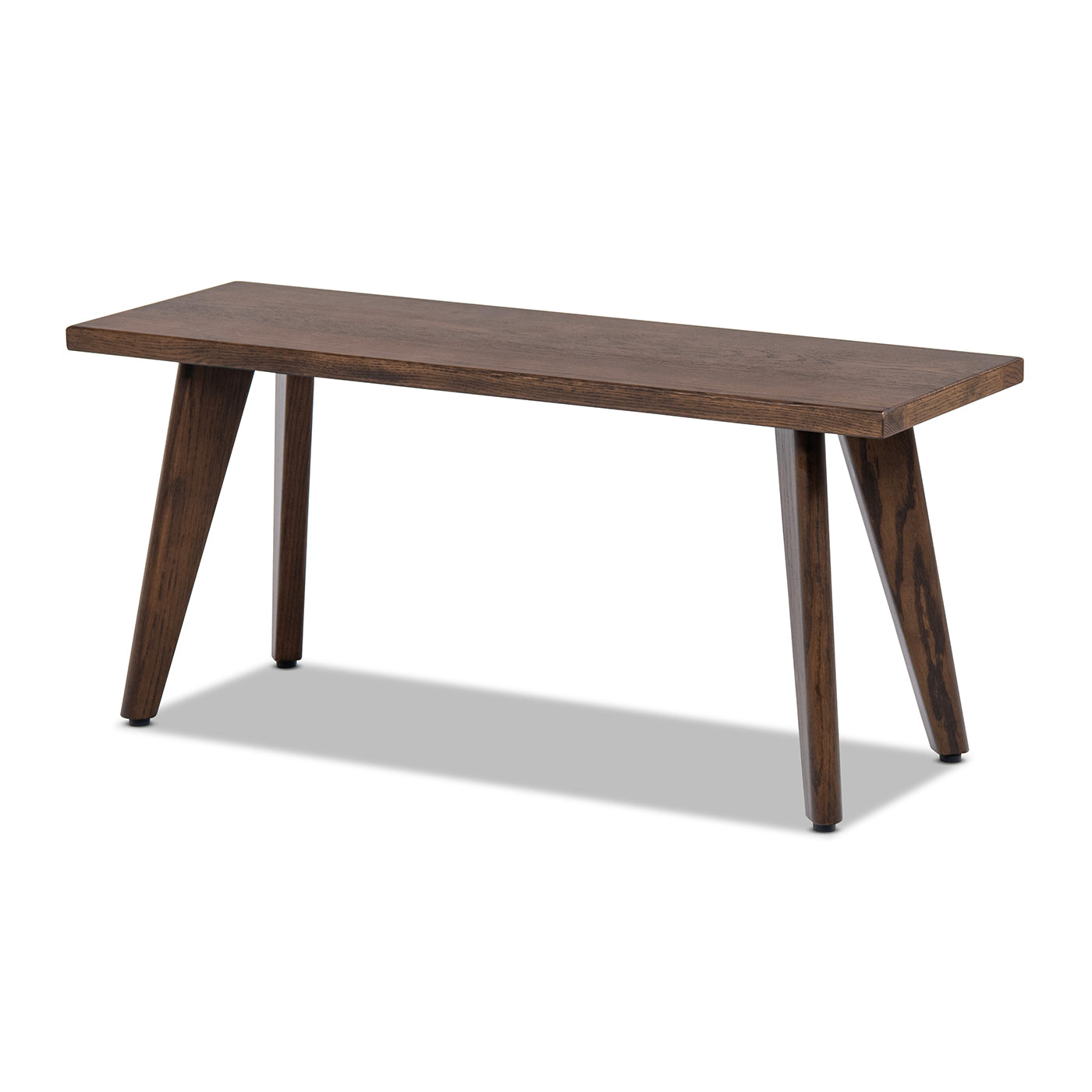 Capri 41.5" Solid Red Oak Wood Bench, Dark Brown Red Oak
