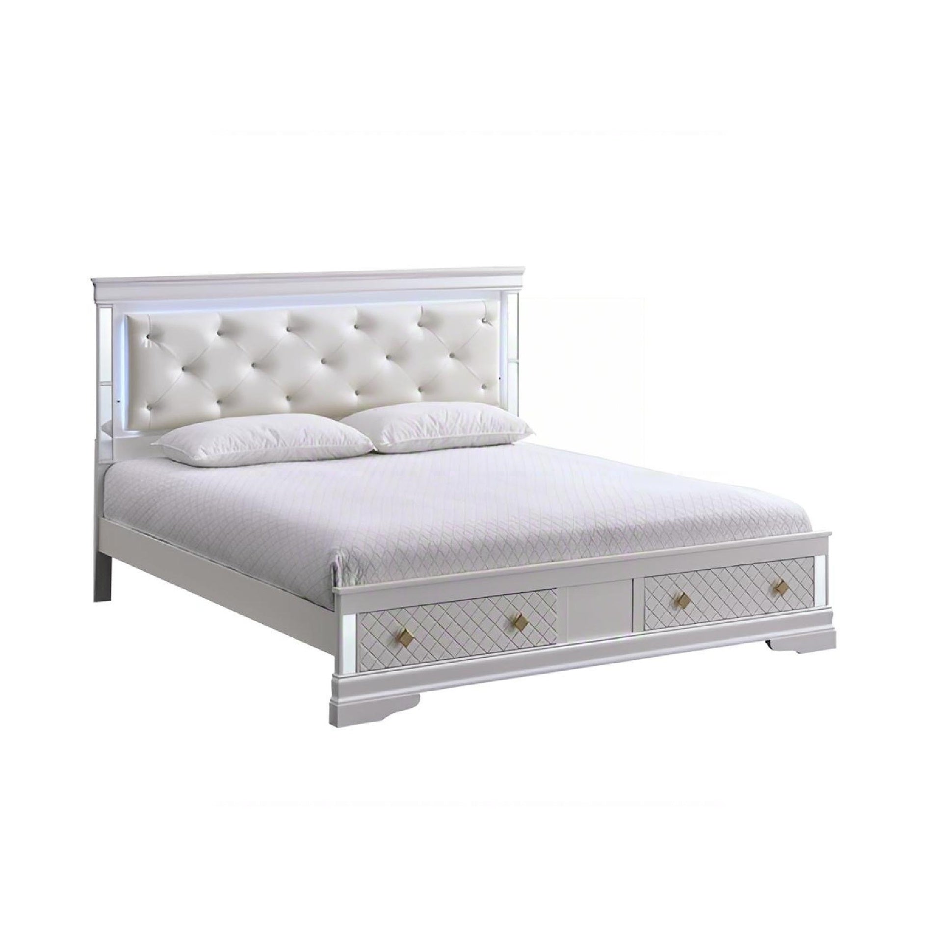 Verona G6735B-KSB King Bed ( Mattress Not Included), Pearl White