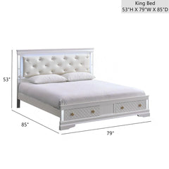 Verona G6735B-KSB King Bed ( Mattress Not Included), Pearl White