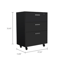 Three Drawer Base Cabinet  with Caster, lock and full extension rails fr Garage storage system Black