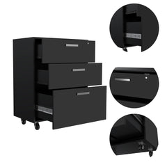 Three Drawer Base Cabinet  with Caster, lock and full extension rails fr Garage storage system Black