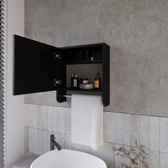 Wenge Medicine Cabinet with Towel Bar and Included Mirror