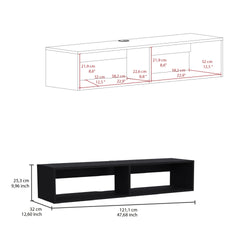 Rockwood Floating TV Stand with Open Storage Shelves and Cable Management