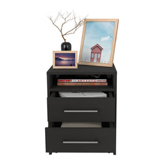 Greter 24"  Two-Drawer Night Stand  With open shelf Black