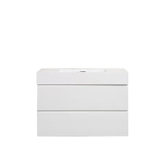 BB02-36-101, Integrated solid surface basin WITHOUT drain and faucet, glossy white color