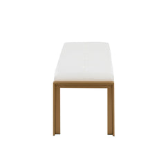Fuji Contemporary Bench in Gold Metal and White Faux Leather by LumiSource