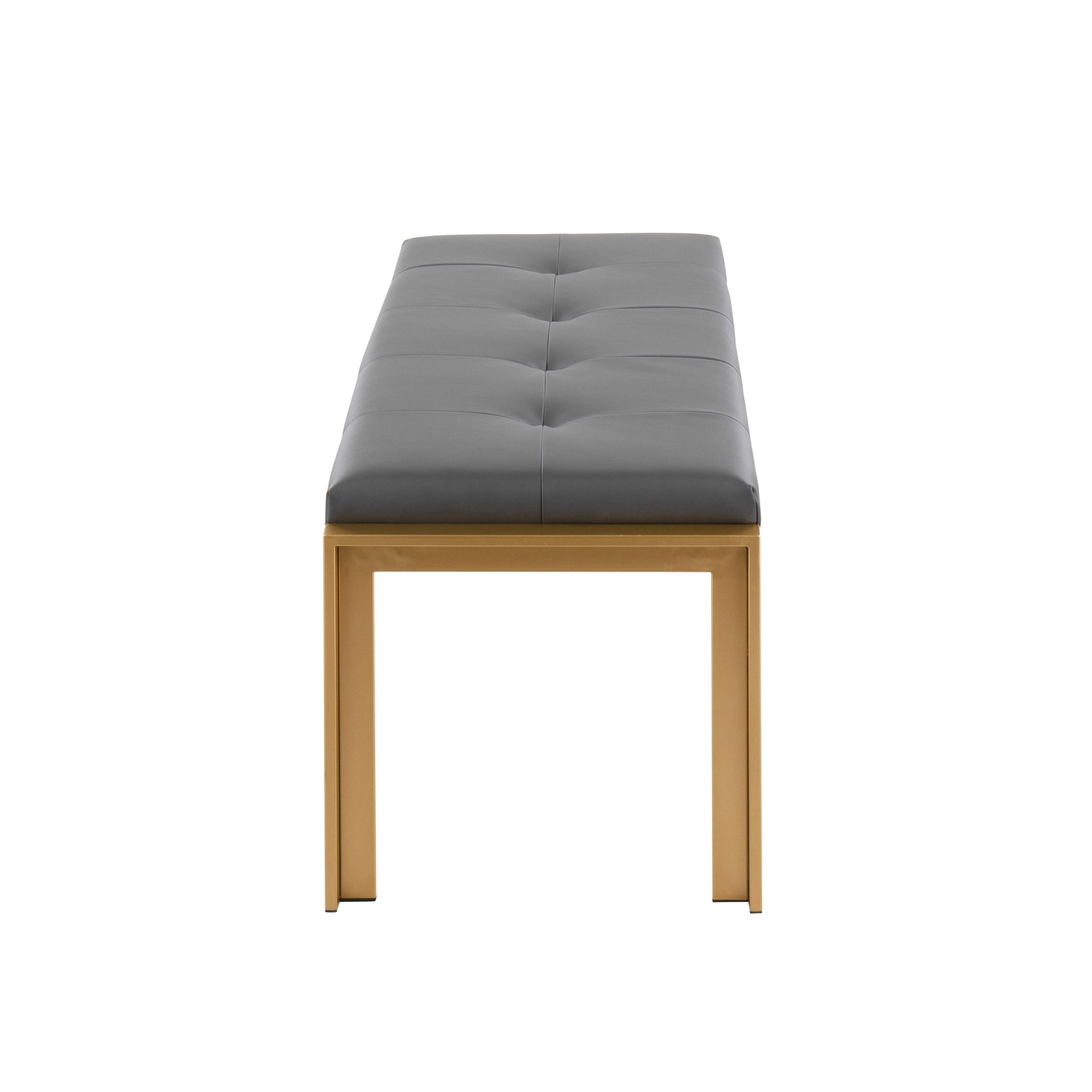 Fuji Contemporary Bench in Gold Metal and Grey Faux Leather by LumiSource