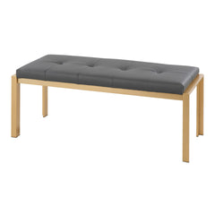 Fuji Contemporary Bench in Gold Metal and Grey Faux Leather by LumiSource