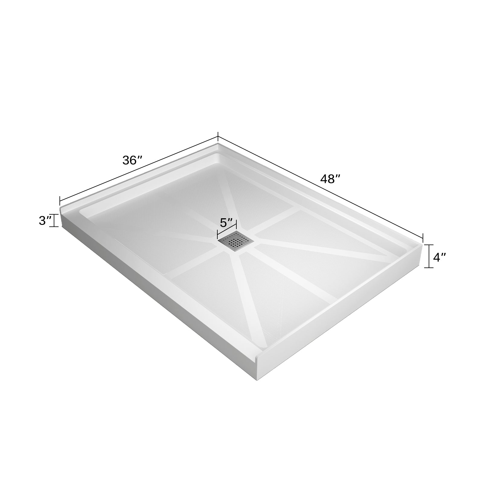 Glasstone shower base SMC solid white finish 4836