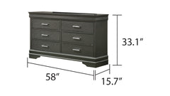 Modern 6 Drawer Dresser made with Wood in Gray(INCLUDES DRESSER ONLY NOT MIRROR)