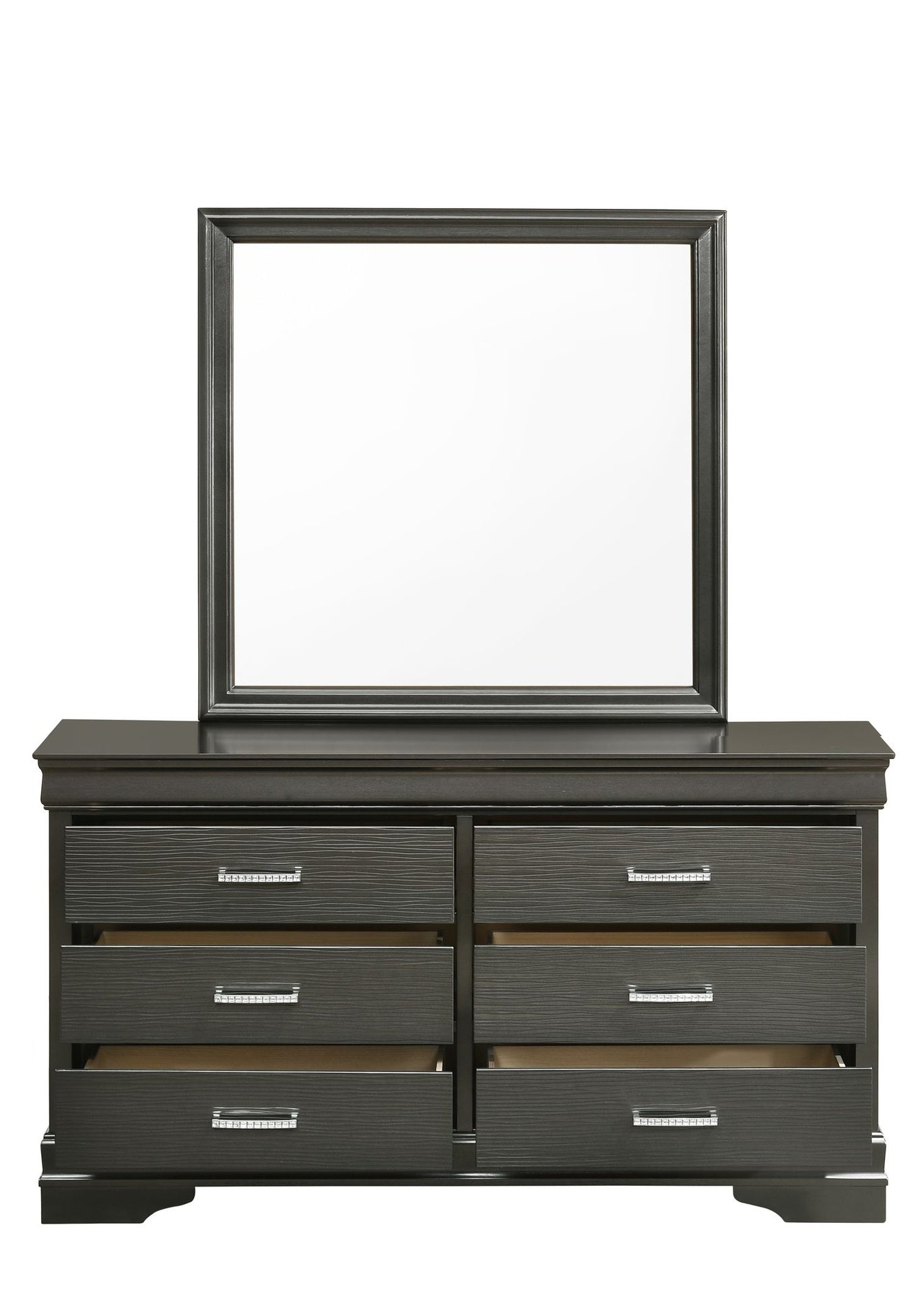 Modern 6 Drawer Dresser made with Wood in Gray(INCLUDES DRESSER ONLY NOT MIRROR)