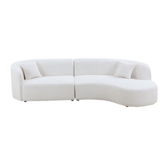 Luxury Modern Style Living Room Upholstery Curved Sofa with Chaise 2-Piece Set, Right Hand Facing Sectional,  Boucle Couch, White  (Same Sku:W876S00299)