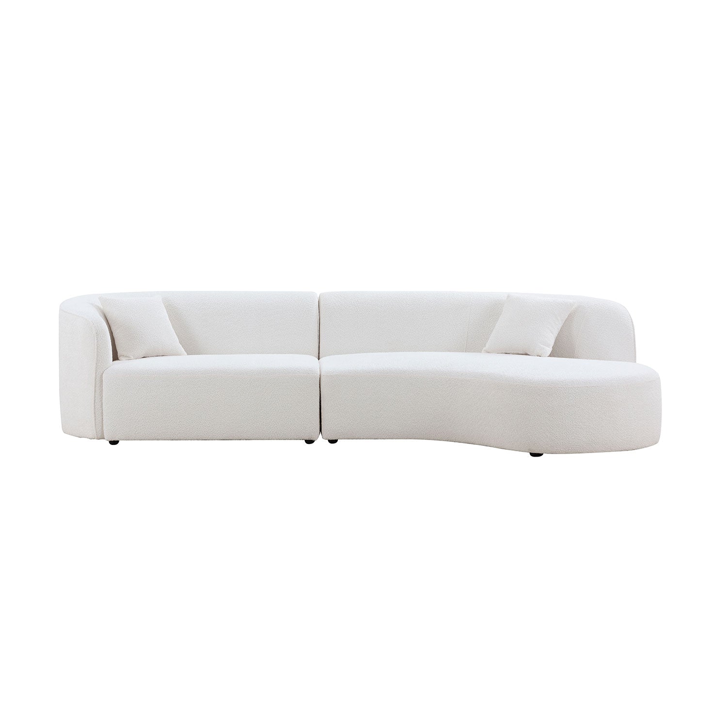 Luxury Modern Style Living Room Upholstery Curved Sofa with Chaise 2-Piece Set, Right Hand Facing Sectional,  Boucle Couch, White  (Same Sku:W876S00299)