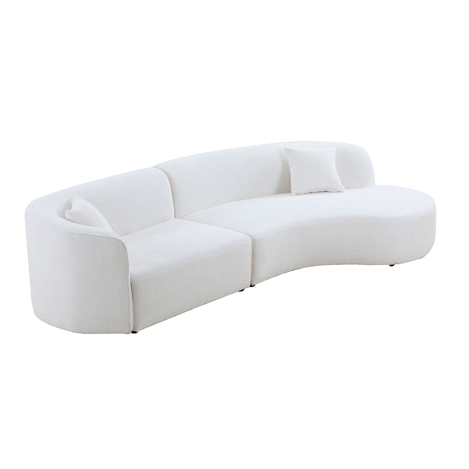 Luxury Modern Style Living Room Upholstery Curved Sofa with Chaise 2-Piece Set, Right Hand Facing Sectional,  Boucle Couch, White  (Same Sku:W876S00299)