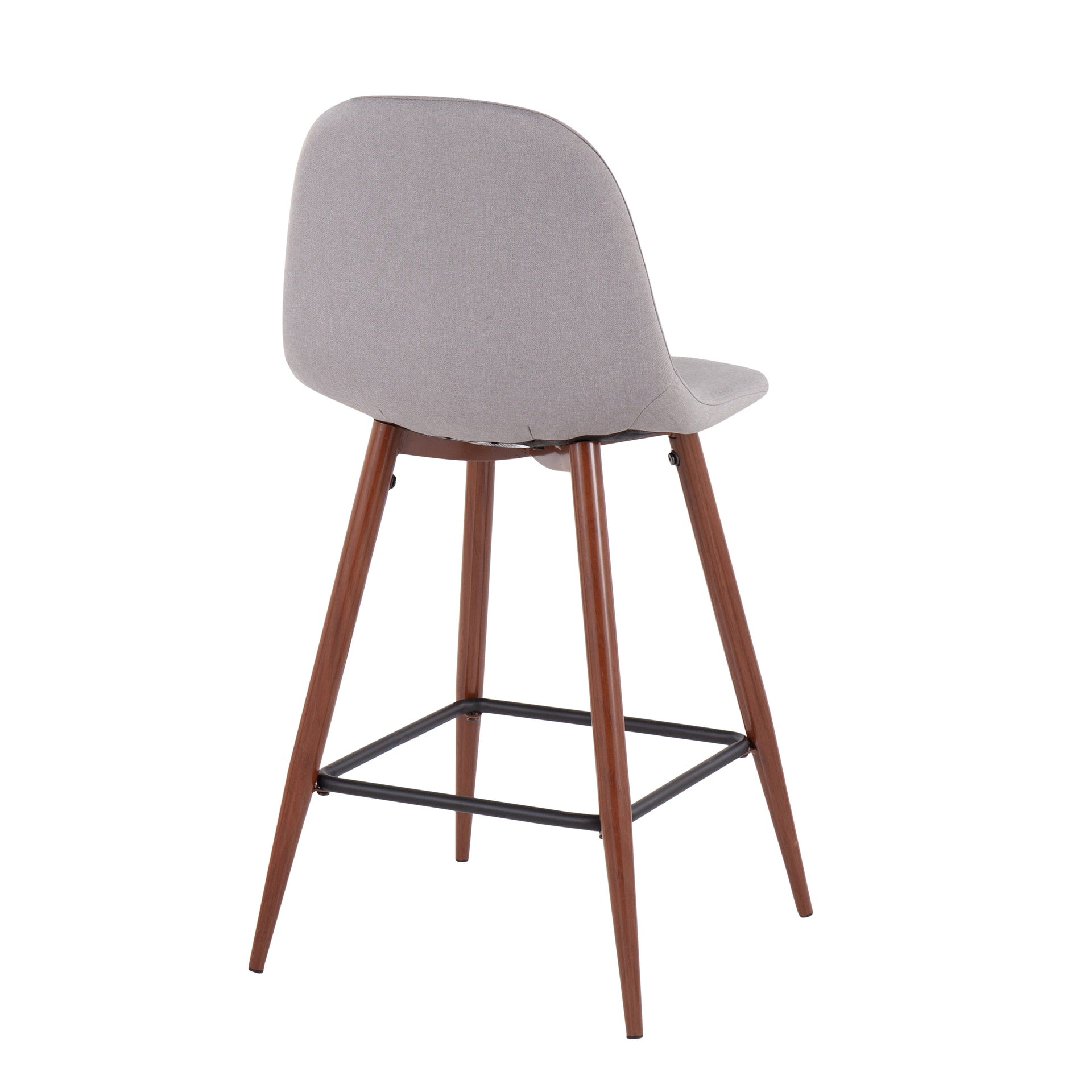 Pebble Mid-Century Modern Counter Stool in Walnut and Light Grey by LumiSource - Set of 2