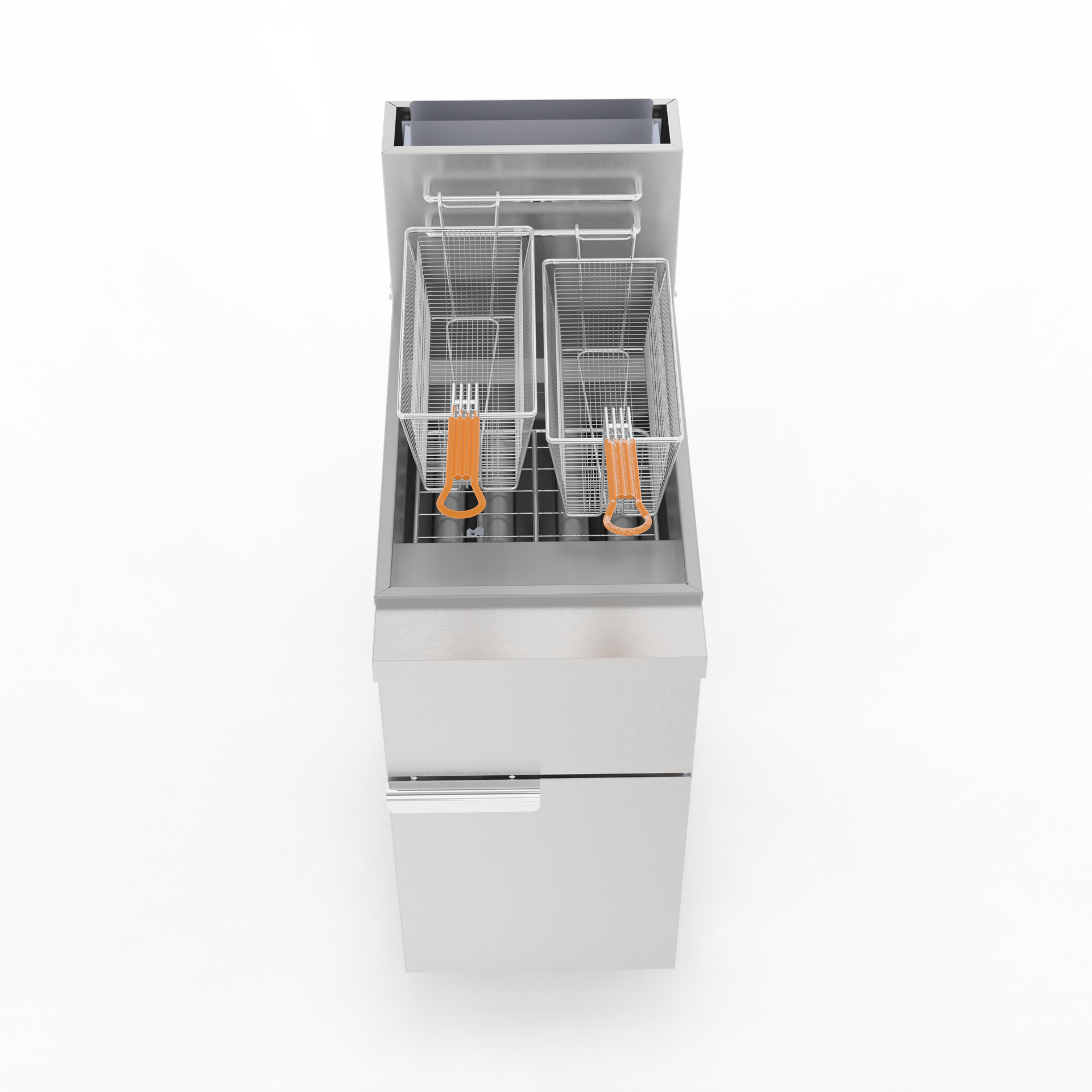 Commercial Natural Gas Fryer 120,000 BTU Stainless Steel Floor-Standing Fryer with Casters 50-Pound Oil Capacity Includes 2 Fry Baskets and 4 Heating Tubes Ideal for Restaurants and Food Trucks