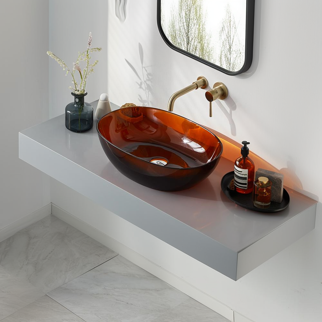 Vessel Sink Resin Bathroom Sink Modern Art Sink 25C62-brown