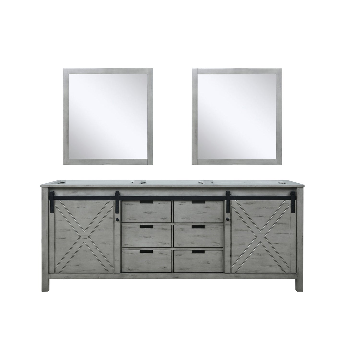 Ash Grey Double Bath Vanity 80 in. W x 22 in. D, and 30 in. Mirrors