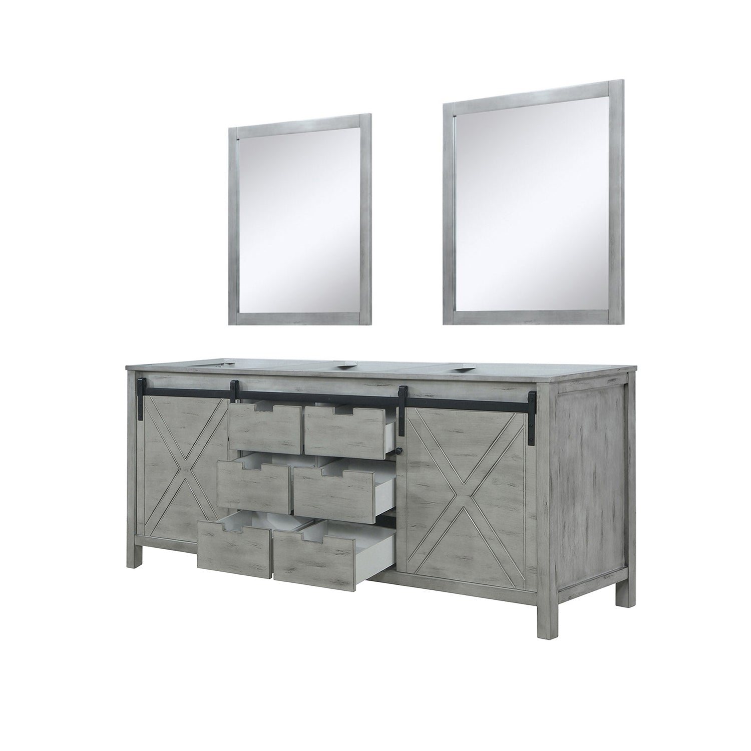 Ash Grey Double Bath Vanity 80 in. W x 22 in. D, and 30 in. Mirrors
