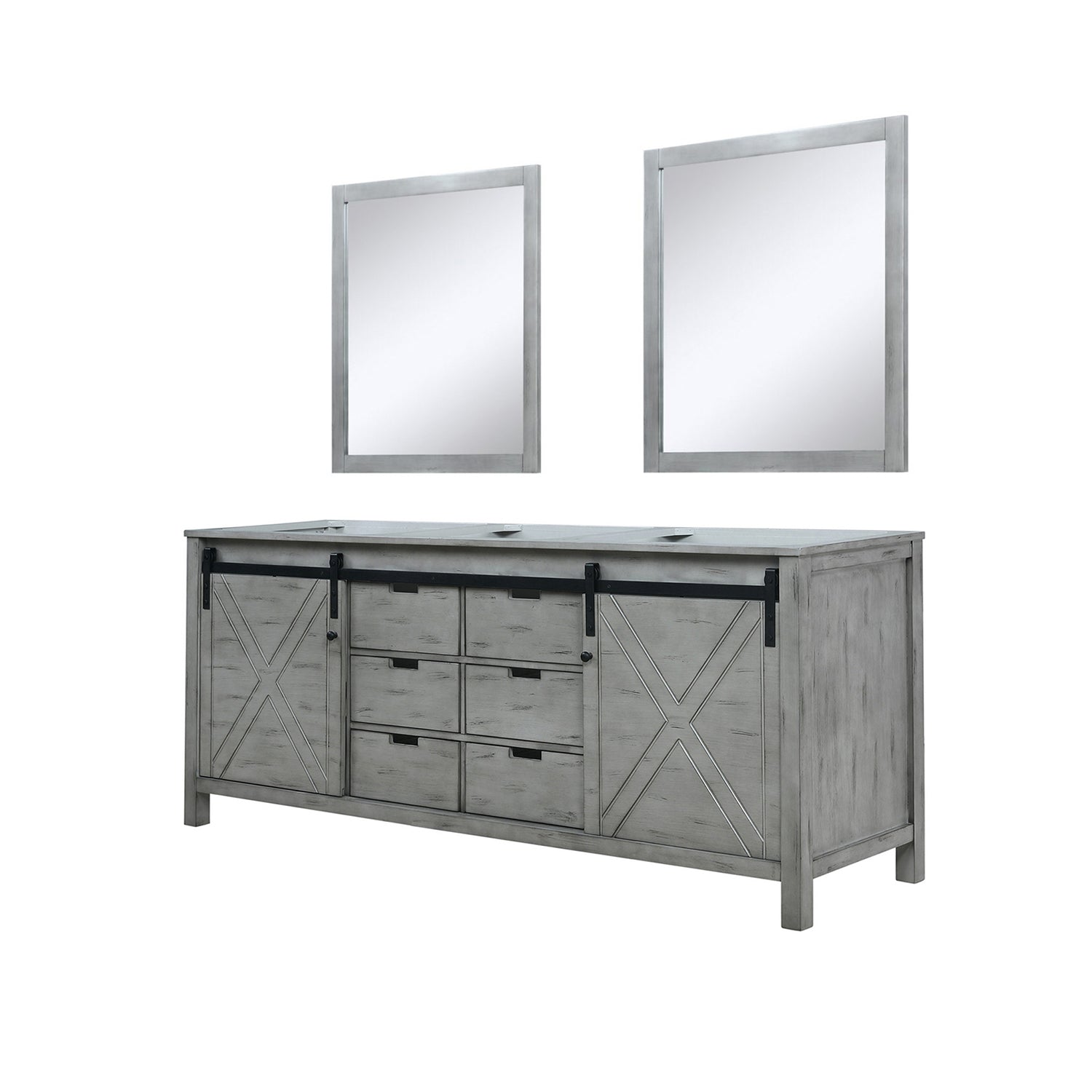 Ash Grey Double Bath Vanity 80 in. W x 22 in. D, and 30 in. Mirrors