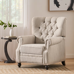 Button Tuffted  Heavy Duty Manual Reclining Sofa , Home Theater Seating, Pushback Recliner Chair Armchair Push Back Recliner with Rivet Decoration Single Sofa Accent Chair for Living Room