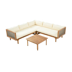 SECTIONAL SEATING GROUP WITH WATERPROOF CUSHIONS - PREMIUM OUTDOOR SOFA SET(BEIGE CUSHION)