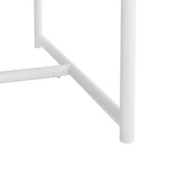 Wyncrest White Aluminum and Teak Outdoor Dining Table with Stone Top