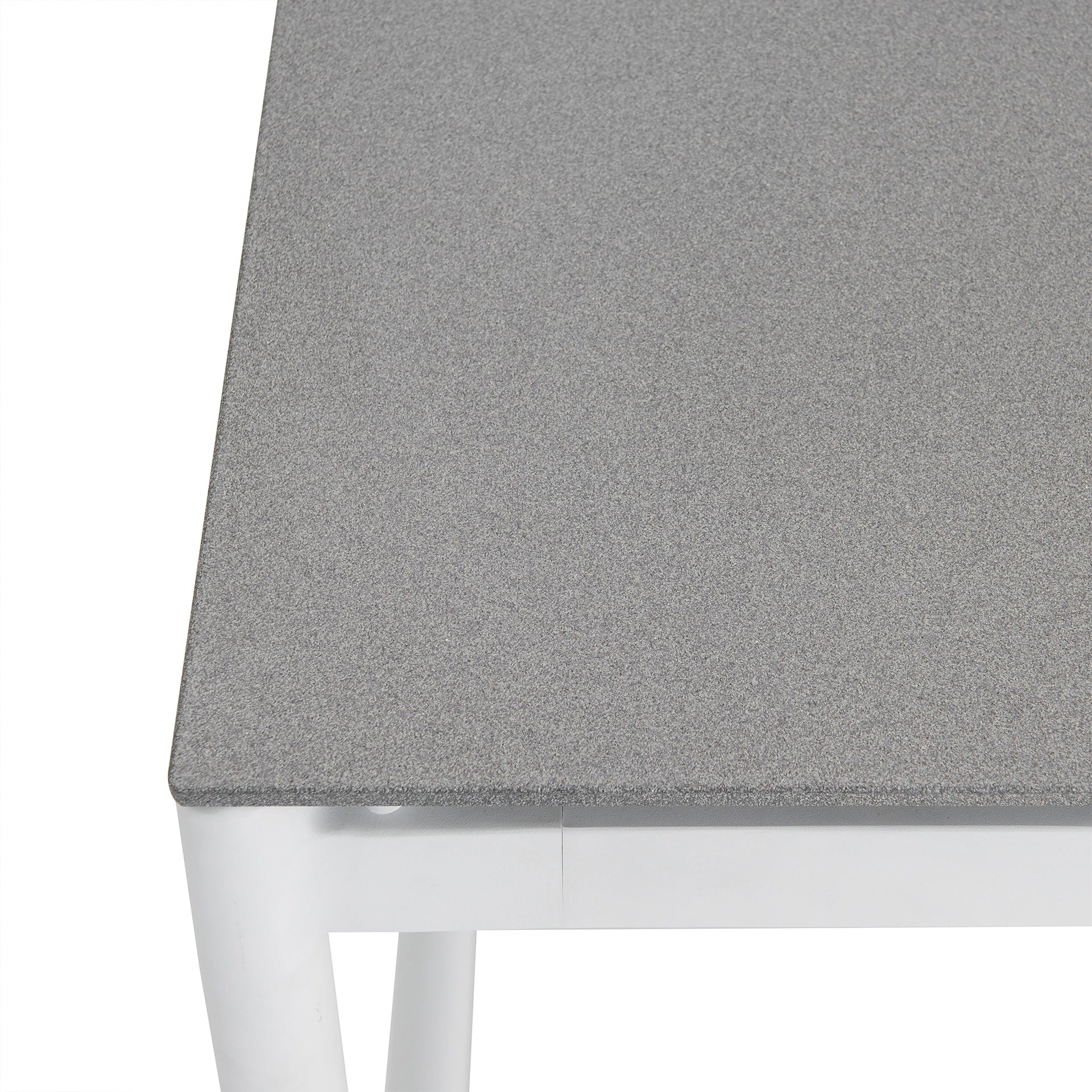 Wyncrest White Aluminum and Teak Outdoor Dining Table with Stone Top