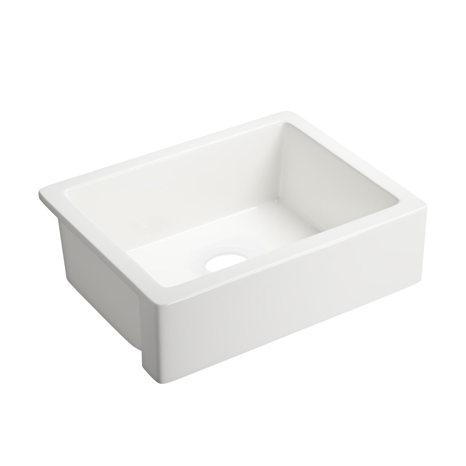 24"L x 19" W Farmhouse/Apron Front White Ceramic Kitchen Sink