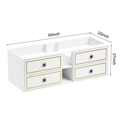 60" Wall Hung Bathroom Vanity Cabinet Fits Double Sinks, Cabinet Only (Countertop and Sinks Not Included)