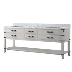 White Oak Double Bath Vanity 84 in. W x 22 in. D, with Carrara Marble Top