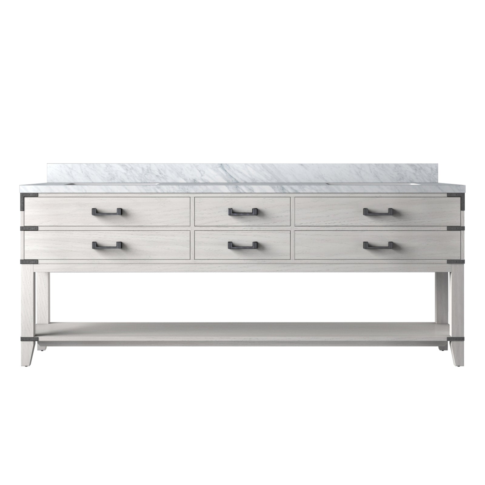 White Oak Double Bath Vanity 84 in. W x 22 in. D, with Carrara Marble Top