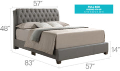 Stylish Full Bed In Light Grey Finish