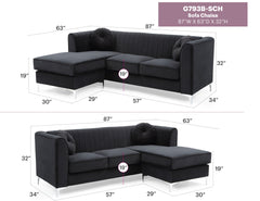 Delray G793B-SC Sofa Chaise (  3 Boxes) , BLACK