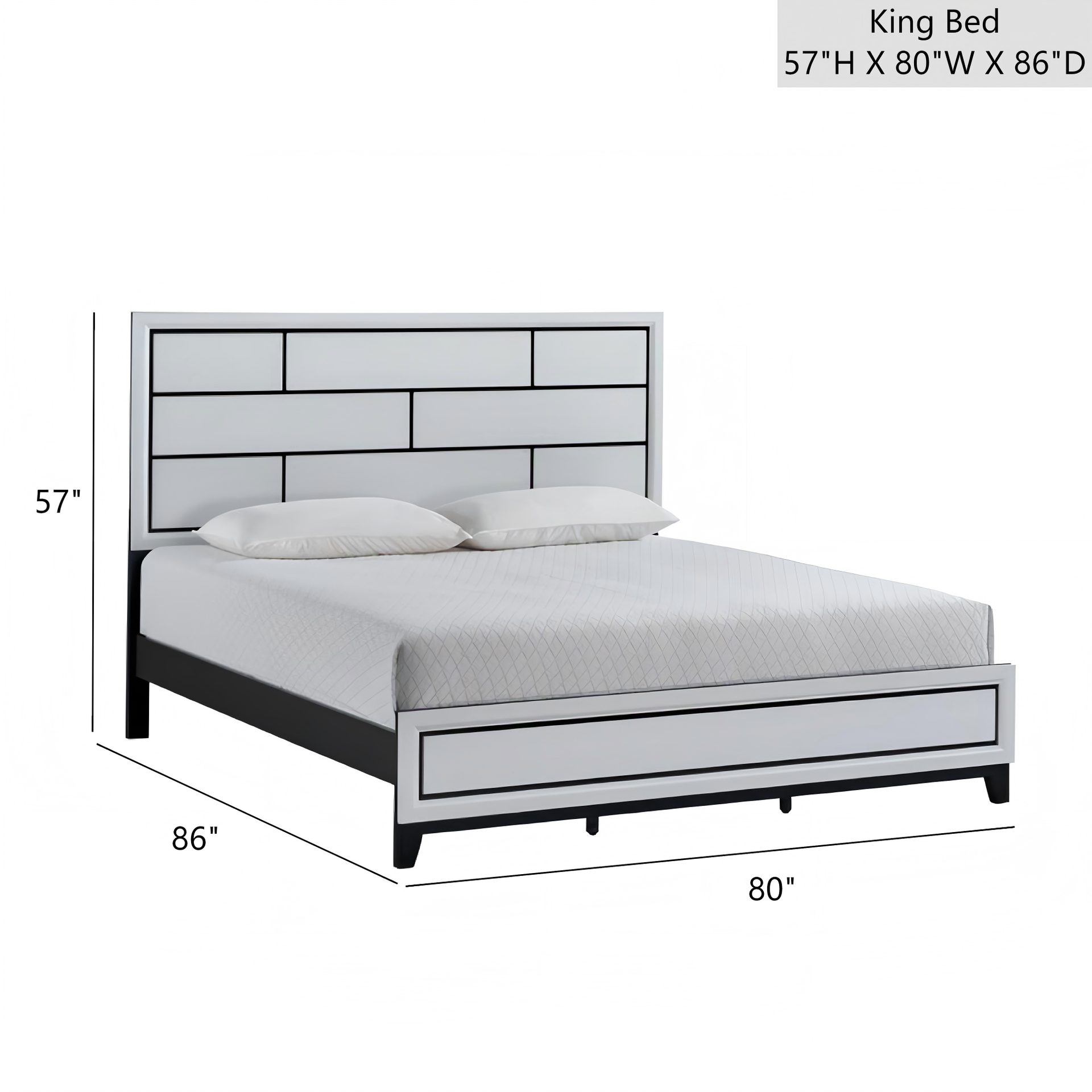 Glasgow G04390A-KB King Bed ( Mattress Not Included) , White