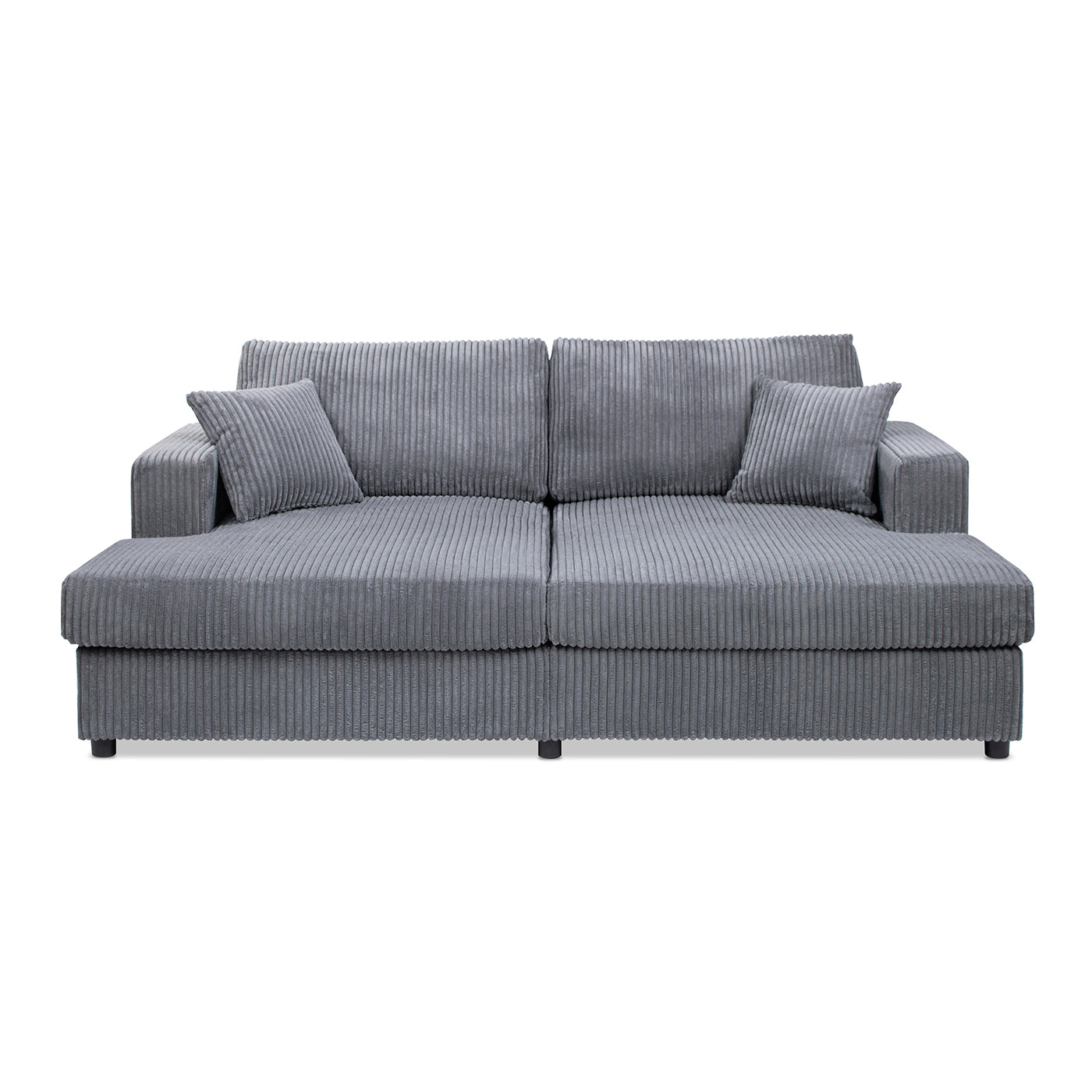 Goliath 86" Oversized Double Chaise Lounge Sofa Bed Carbon Gray Corduroy