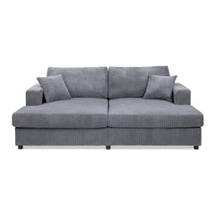 Goliath 86" Oversized Double Chaise Lounge Sofa Bed Carbon Gray Corduroy