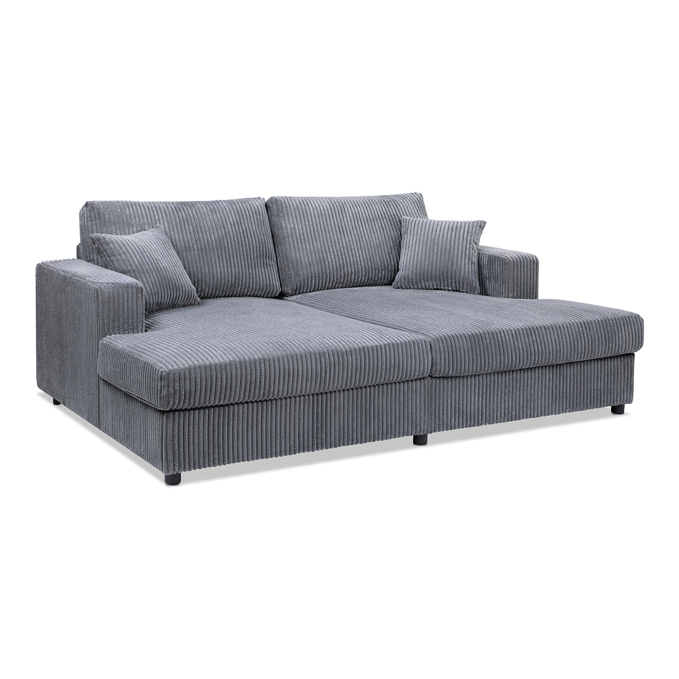 Goliath 86" Oversized Double Chaise Lounge Sofa Bed Carbon Gray Corduroy