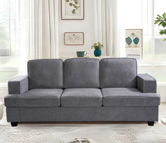 Modern Velvet Sofa, Comfortable 3 Seater Couch with Deep Seating and High-Density Foam, Loose Back Cushions, Wide Arms, Living Room Furniture for Home, Apartment, Office, Grey