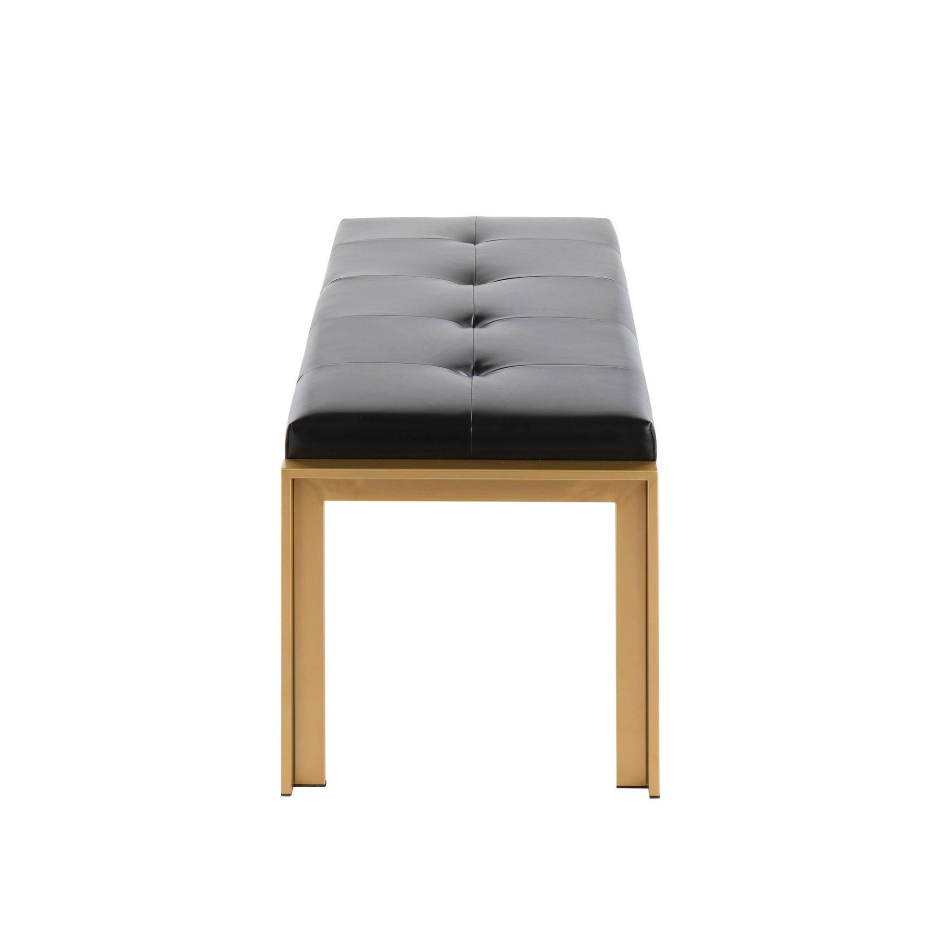 Fuji Contemporary Bench in Gold Metal and Black Faux Leather by LumiSource