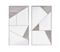 Chafik Mirrored, Natural Oak & Chrome Finish Accent Mirror (Set of 2) Assembled