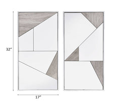 Chafik Mirrored, Natural Oak & Chrome Finish Accent Mirror (Set of 2) Assembled