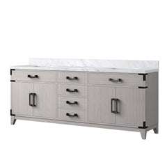White Oak Double Bath Vanity 80 in. W x 22 in. D, with Carrara Marble Top