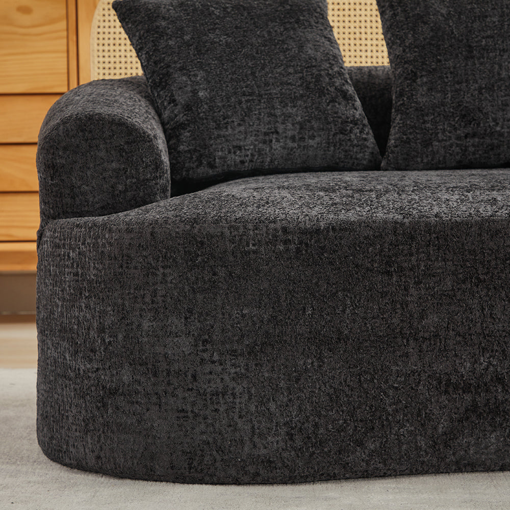 Curved Loveseat, Small Chenille Sofa with 3 Pillows, Deep Seat Couch for Apartment, Living Room, No Assembly Needed